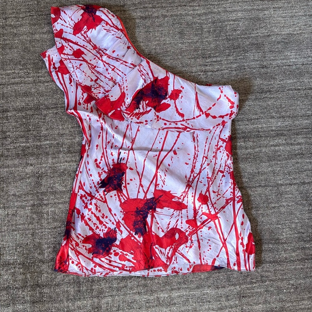 Asymmetrical silk top